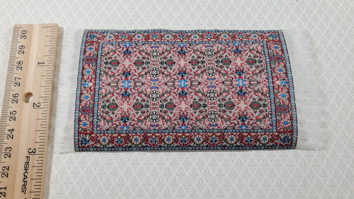 Dollhouse Rug Small Rust Green Black 5.50" x 3" 1:12 Miniature Carpet - Miniature Crush