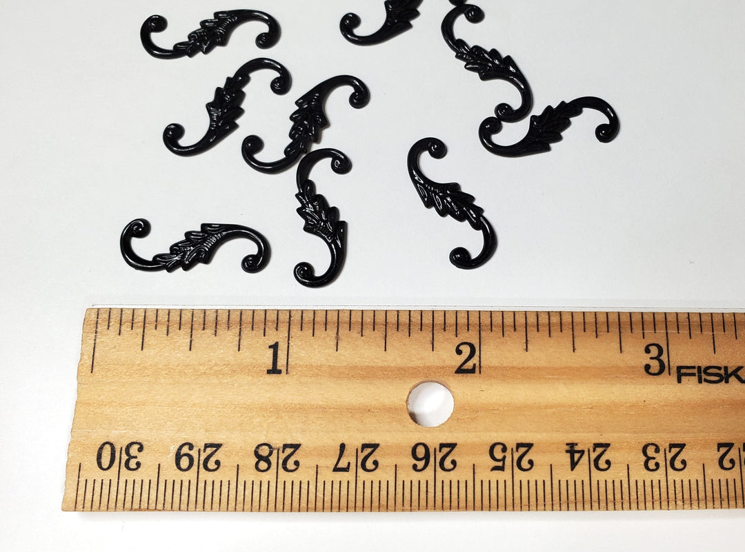 Dollhouse S Hook Shutter Dogs or Furniture Applique Scroll Ornament 1:12 Black - MiniatureCrush