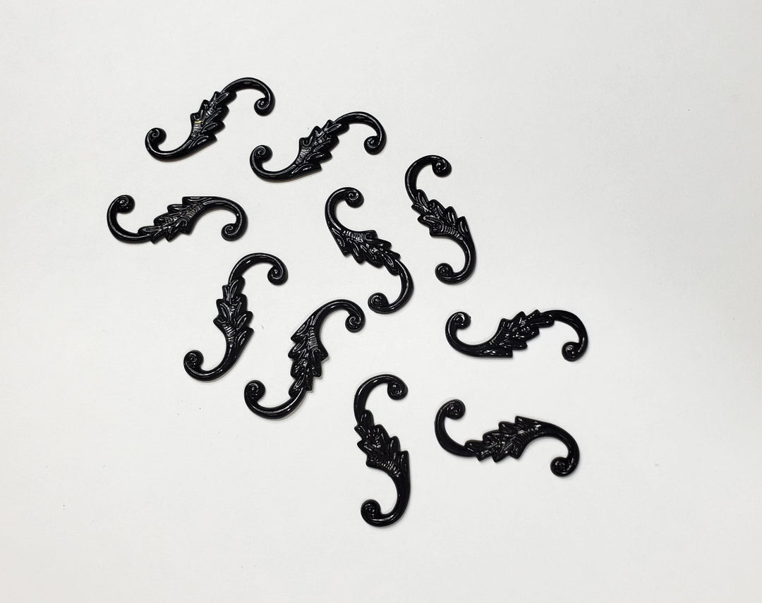 Dollhouse S Hook Shutter Dogs or Furniture Applique Scroll Ornament 1:12 Black - MiniatureCrush