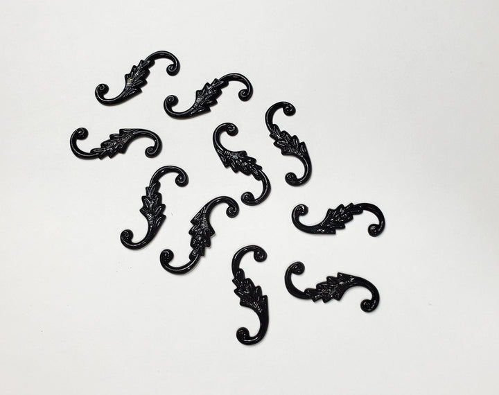 Dollhouse S Hook Shutter Dogs or Furniture Applique Scroll Ornament 1:12 Black - MiniatureCrush