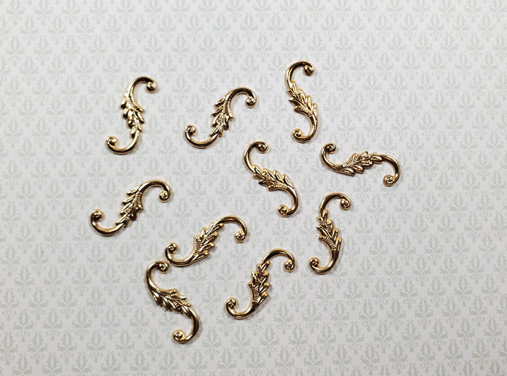 Dollhouse S Hook Shutter Dogs or Furniture Applique Scroll Ornament 1:12 Gold - MiniatureCrush