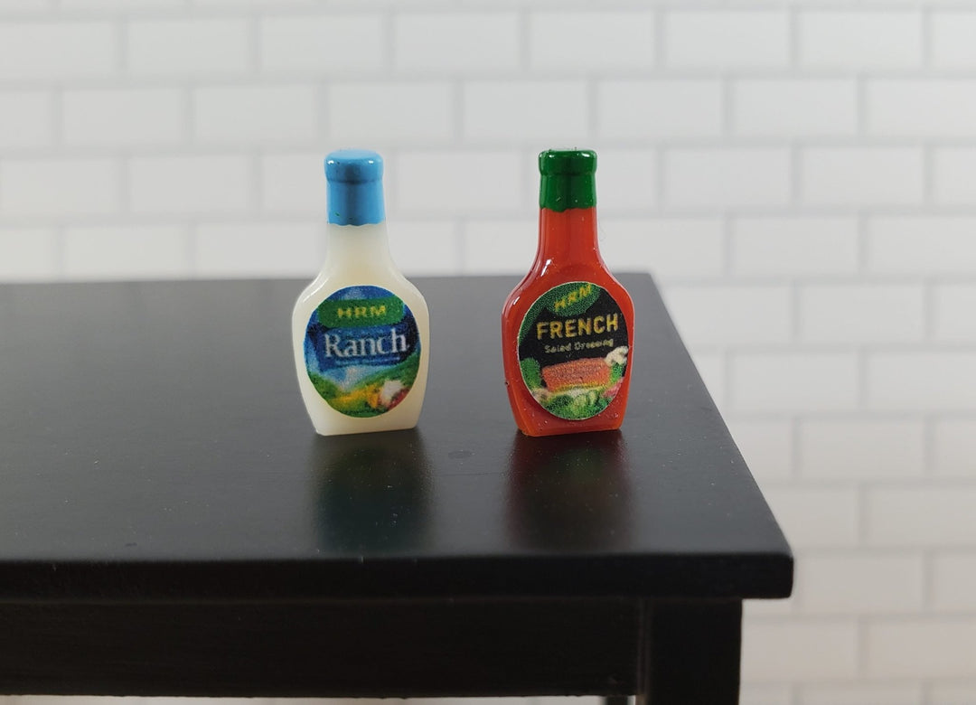 Dollhouse Salad Dressing x2 Bottles 1:12 Scale Miniatures Ranch and French - Miniature Crush