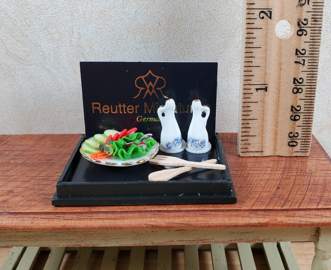 Dollhouse Salad Serving Set by Reutter Porcelain Blue Onion Design 1:12 Scale - MiniatureCrush
