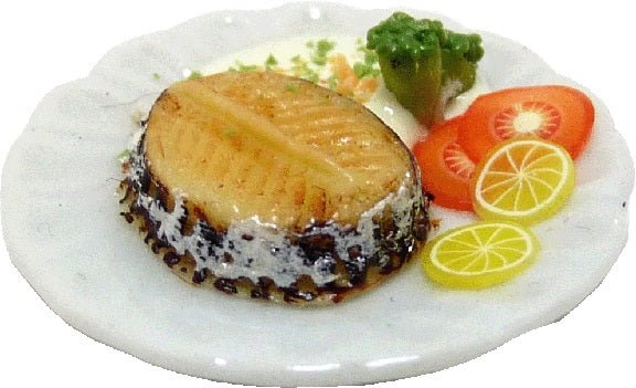 Dollhouse Salmon Steak Dinner 1:12 Scale Miniature Food Kitchen - MiniatureCrush