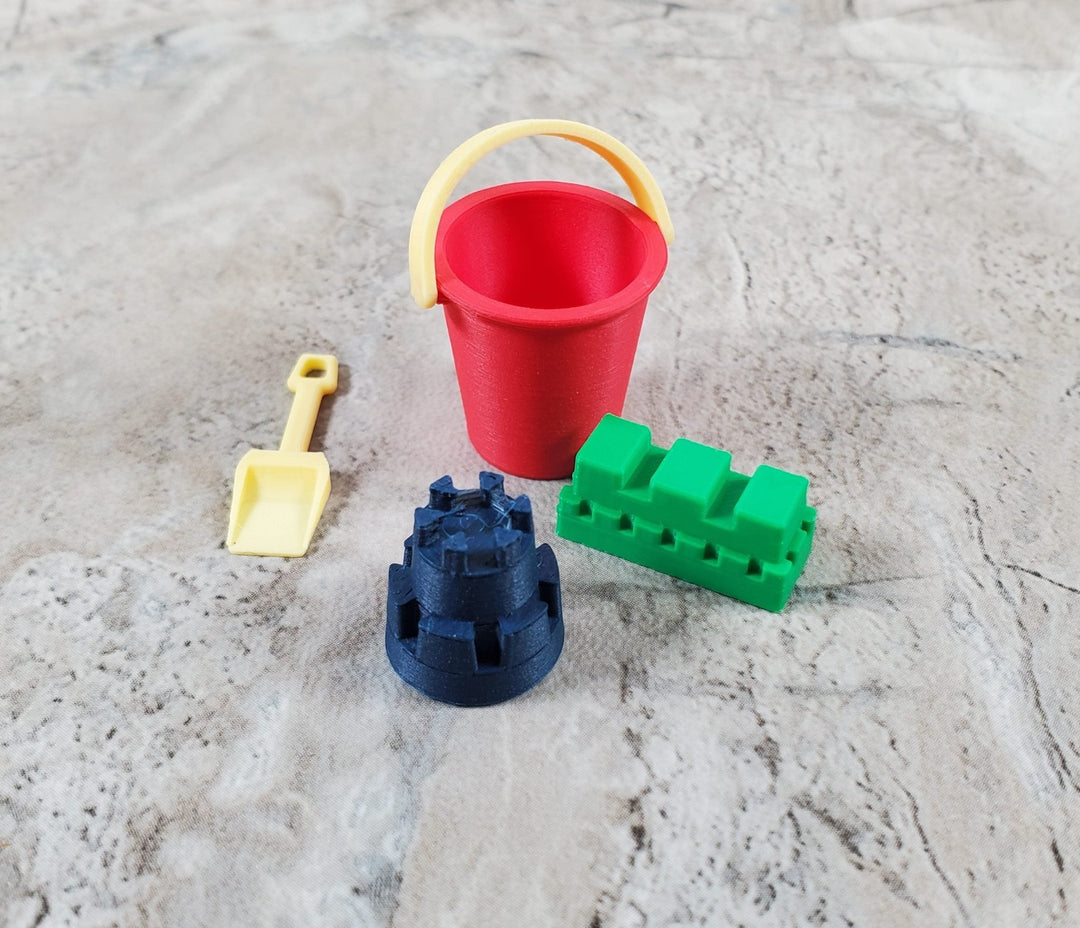 Dollhouse Sand Bucket Pail with Shovel and Sandcastle Molds 1:12 Scale Miniature - Miniature Crush