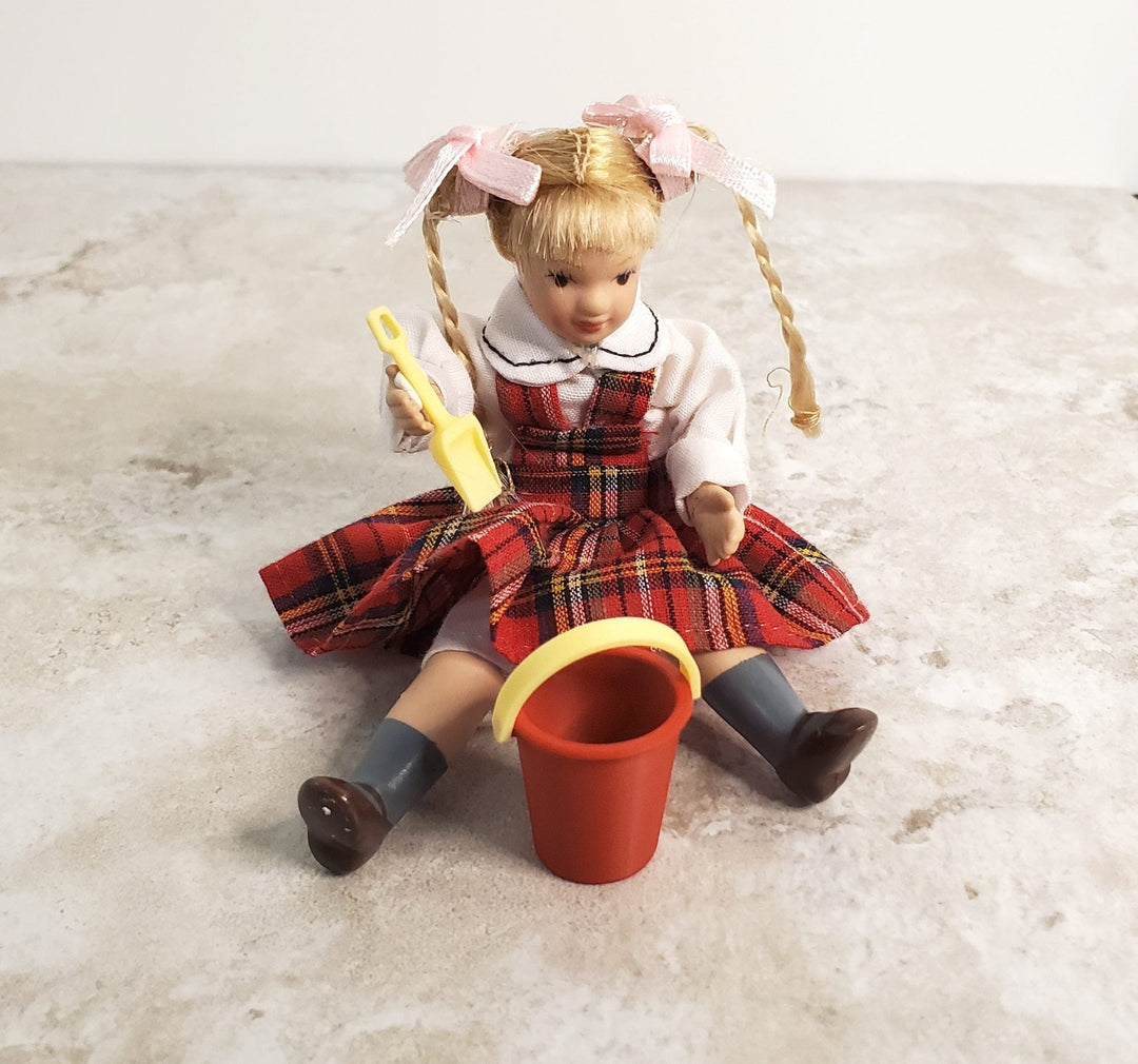 Dollhouse Sand Bucket Pail with Shovel for Beach Red 1:12 Scale Miniatures - Miniature Crush