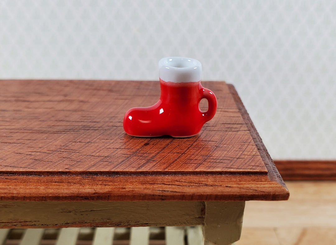 Dollhouse Santa Boot Mug or Vase 1:12 Scale Miniature Ceramic Christmas Decor - Miniature Crush
