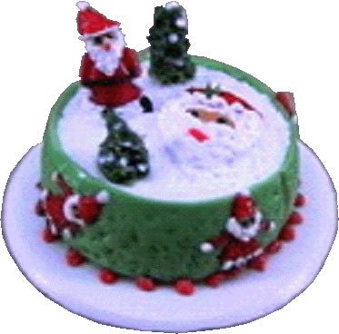 Dollhouse Santa Christmas Cake 1:12 Scale Miniature Dessert Food - MiniatureCrush