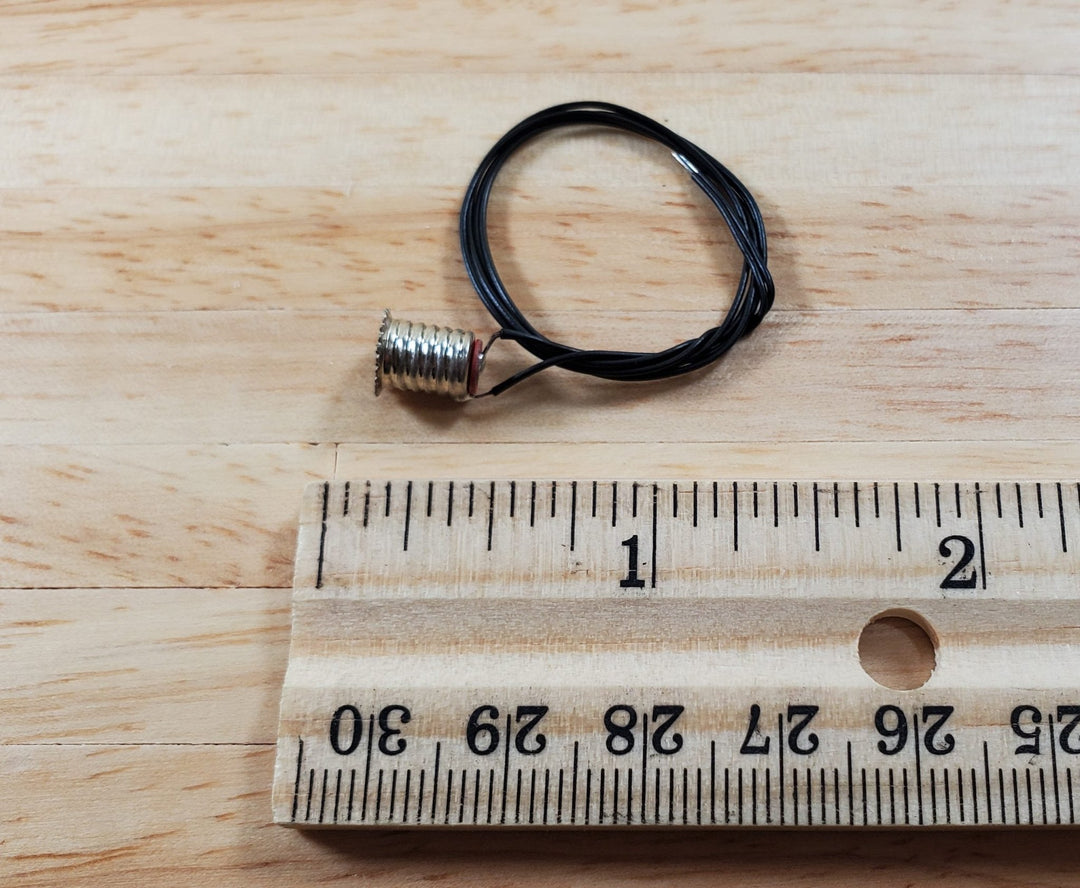 Dollhouse Screw Base Bulb Socket with Lead Wire 1:12 Scale Black 8" Wire - Miniature Crush