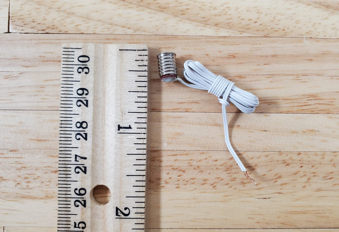 Dollhouse Screw Base Bulb Socket with Lead Wire 1:12 Scale White 8" Wire - Miniature Crush