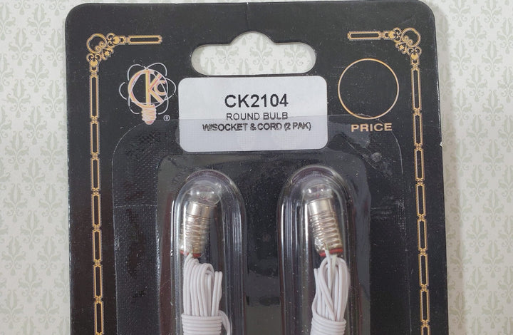 Dollhouse Screw Base Sockets with Round Pea Bulbs & Plug x2 1:12 Scale CK2104 - Miniature Crush