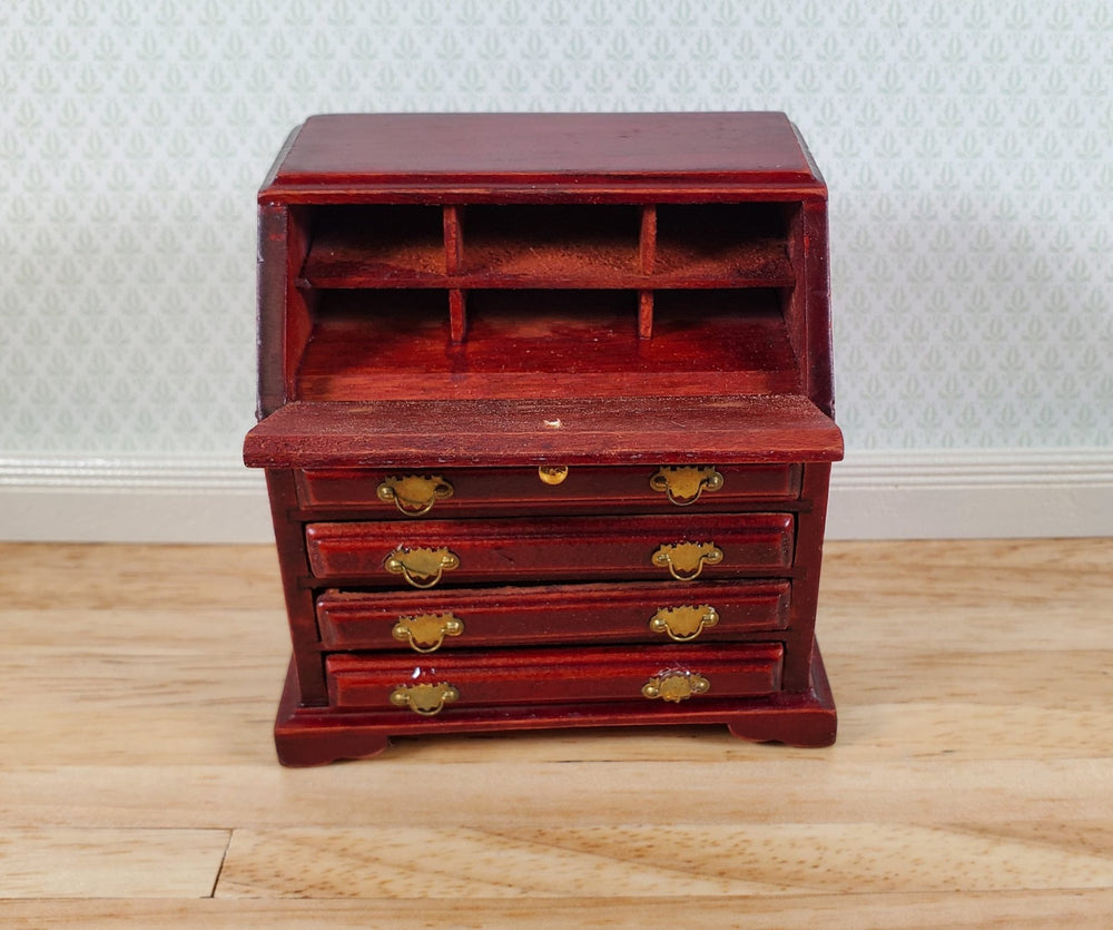 Dollhouse Secretary Writing Desk Mahogany Finish 1:12 Scale Miniature Furniture - Miniature Crush