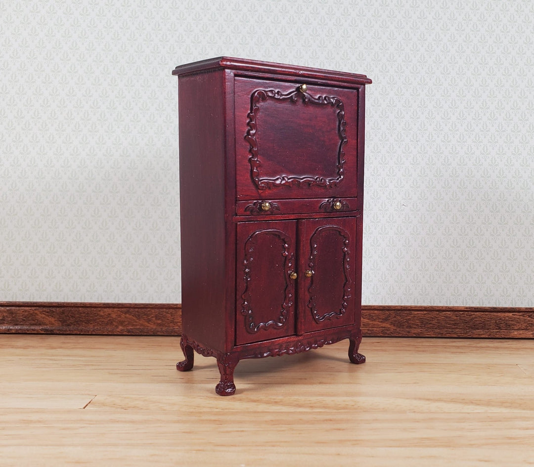 Dollhouse Secretary Writing Desk Mahogany Finish 1:12 Scale Miniature Furniture by Hansson Estate Piece - MiniatureCrush