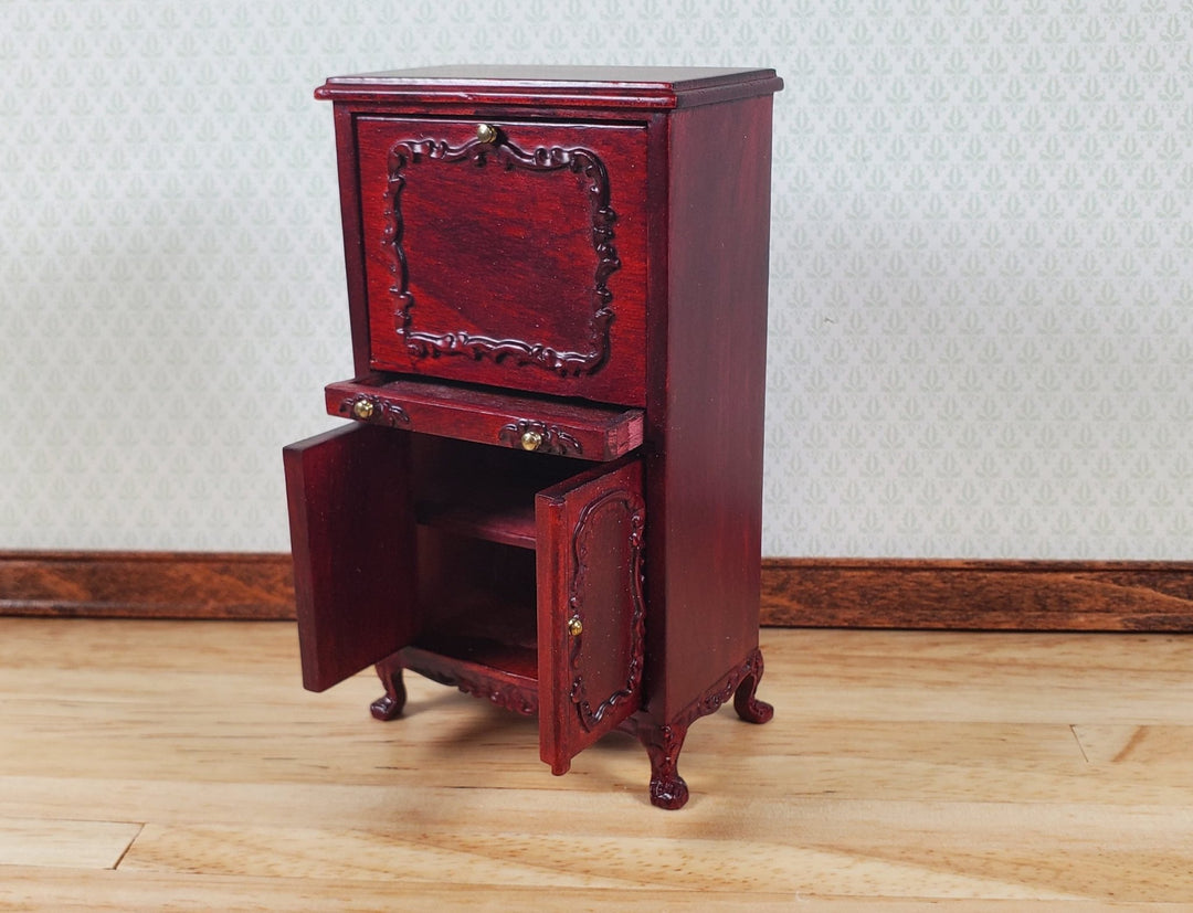 Dollhouse Secretary Writing Desk Mahogany Finish 1:12 Scale Miniature Furniture by Hansson Estate Piece - MiniatureCrush