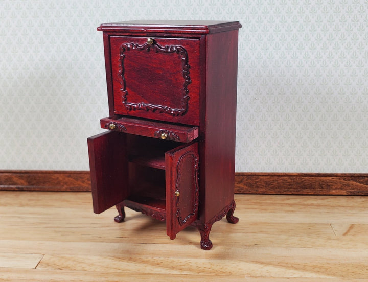 Dollhouse Secretary Writing Desk Mahogany Finish 1:12 Scale Miniature Furniture by Hansson Estate Piece - MiniatureCrush