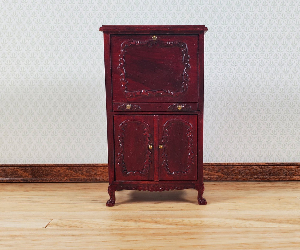 Dollhouse Secretary Writing Desk Mahogany Finish 1:12 Scale Miniature Furniture by Hansson Estate Piece - MiniatureCrush