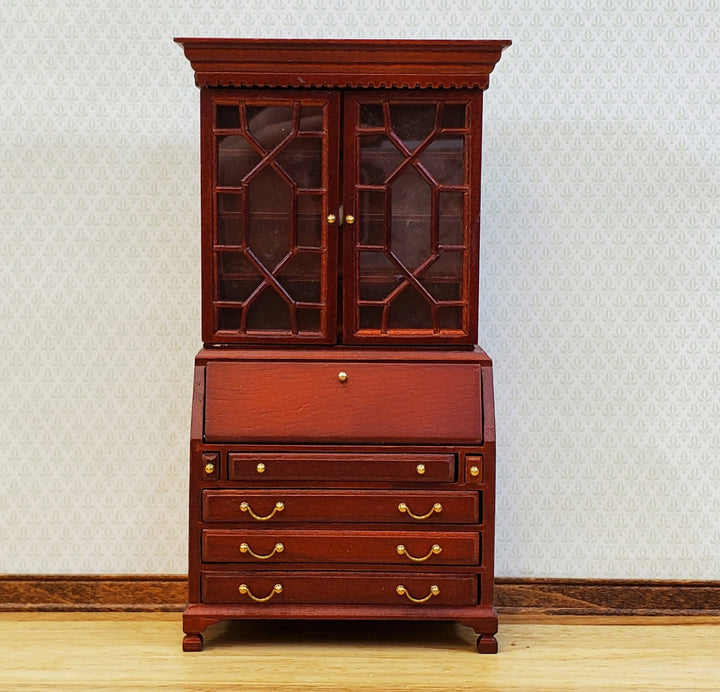 Dollhouse Secretary Writing Desk w/ Upper Cabinet 2 Pieces 1:12 Scale Furniture - MiniatureCrush