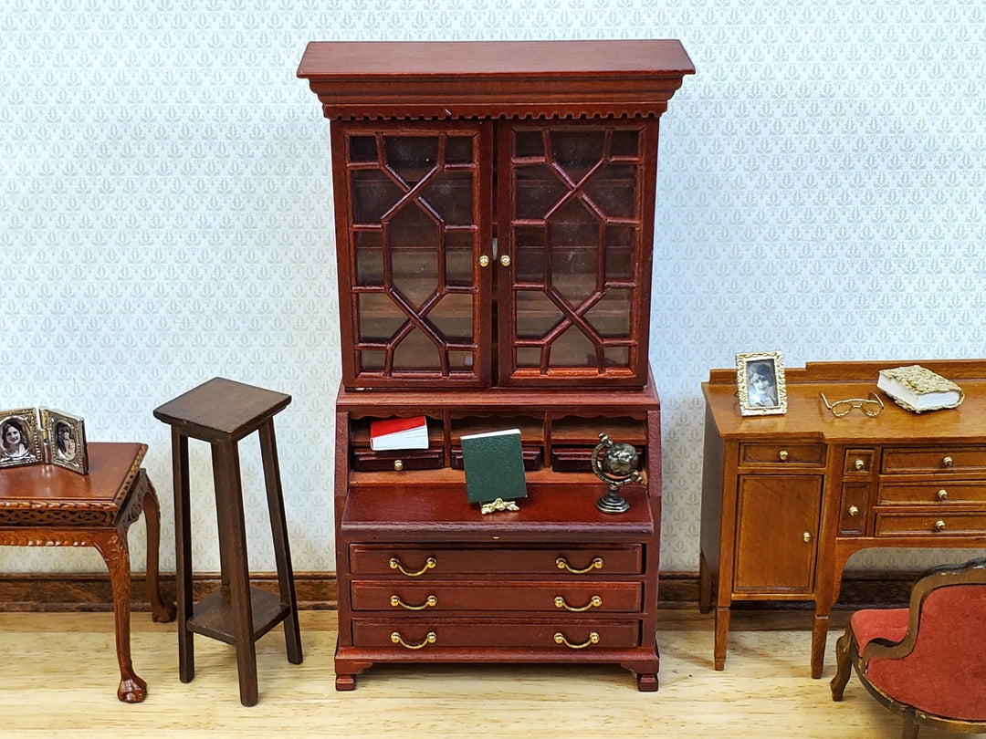 Dollhouse Secretary Writing Desk w/ Upper Cabinet 2 Pieces 1:12 Scale Furniture - MiniatureCrush