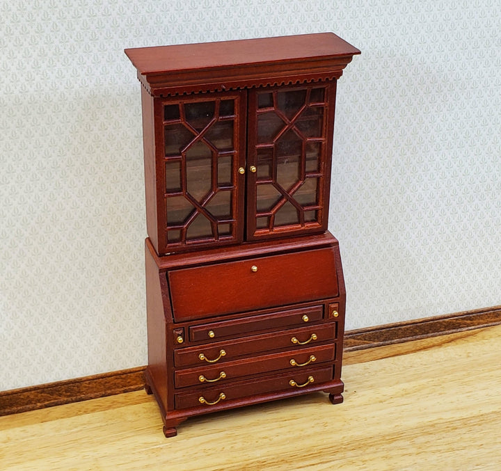 Dollhouse Secretary Writing Desk w/ Upper Cabinet 2 Pieces 1:12 Scale Furniture - MiniatureCrush