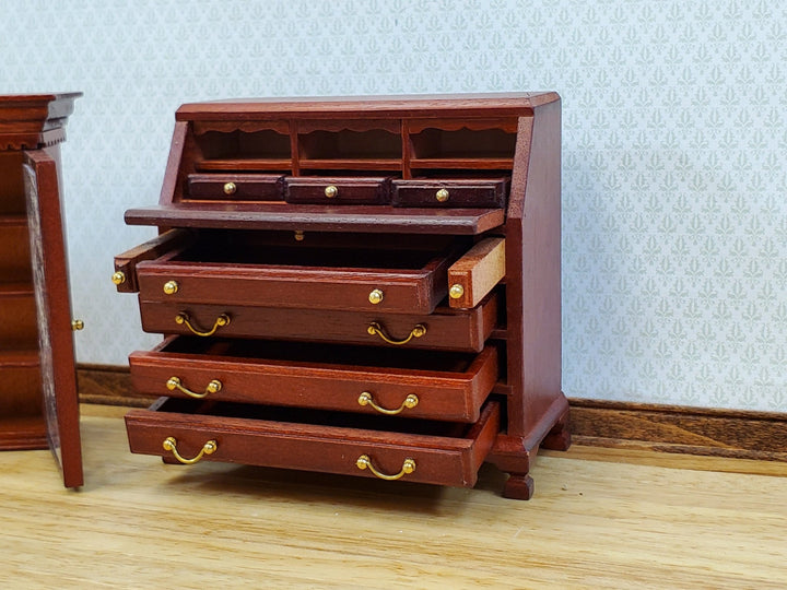 Dollhouse Secretary Writing Desk w/ Upper Cabinet 2 Pieces 1:12 Scale Furniture - MiniatureCrush