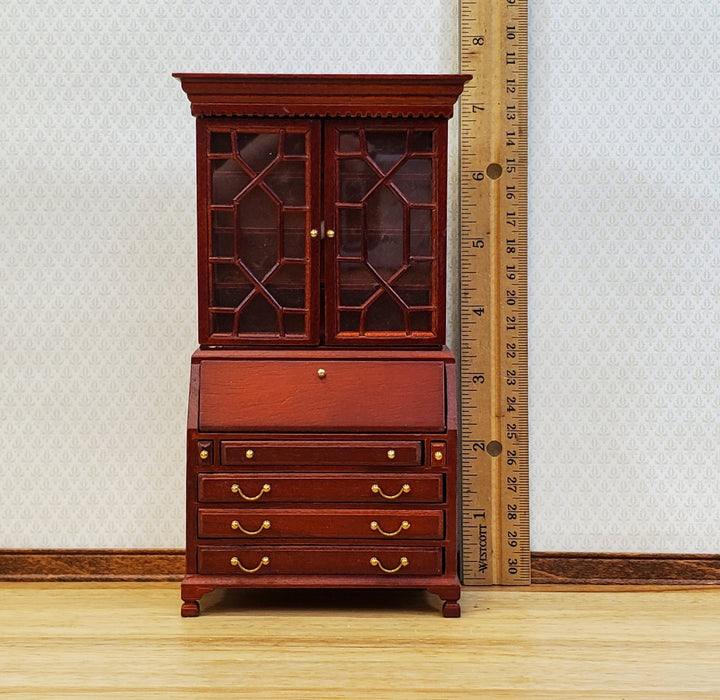 Dollhouse Secretary Writing Desk w/ Upper Cabinet 2 Pieces 1:12 Scale Furniture - MiniatureCrush