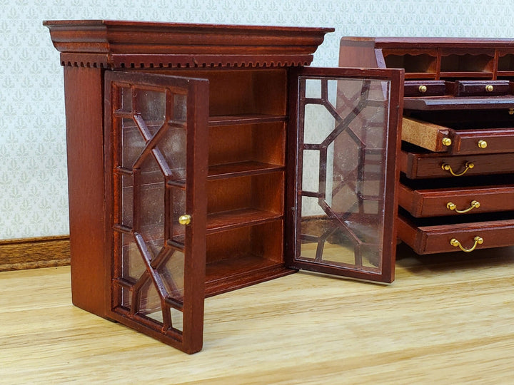 Dollhouse Secretary Writing Desk w/ Upper Cabinet 2 Pieces 1:12 Scale Furniture - MiniatureCrush