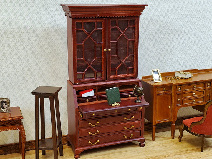 Dollhouse Secretary Writing Desk w/ Upper Cabinet 2 Pieces 1:12 Scale Furniture - MiniatureCrush