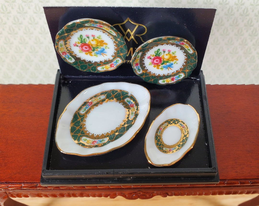 Dollhouse Serving Set "Irish Gold" Reutter Porcelain 1:12 Scale Miniature Plates - Miniature Crush