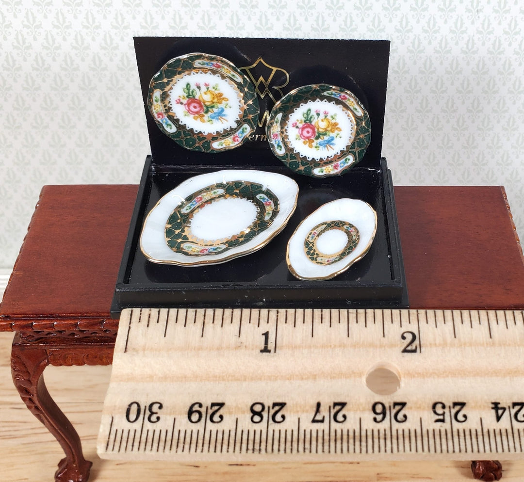 Dollhouse Serving Set "Irish Gold" Reutter Porcelain 1:12 Scale Miniature Plates - Miniature Crush