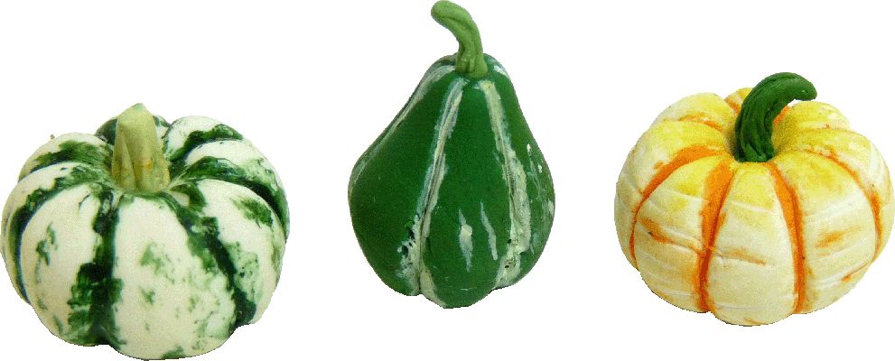 Dollhouse Set of 3 Gourds 1:12 Scale Miniature Food Kitchen Fall Grocery - MiniatureCrush