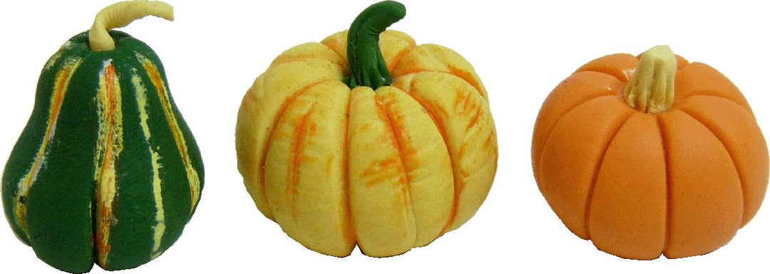 Dollhouse Set of 3 Gourds Orange & Green 1:12 Scale Miniature Food Kitchen Fall - MiniatureCrush