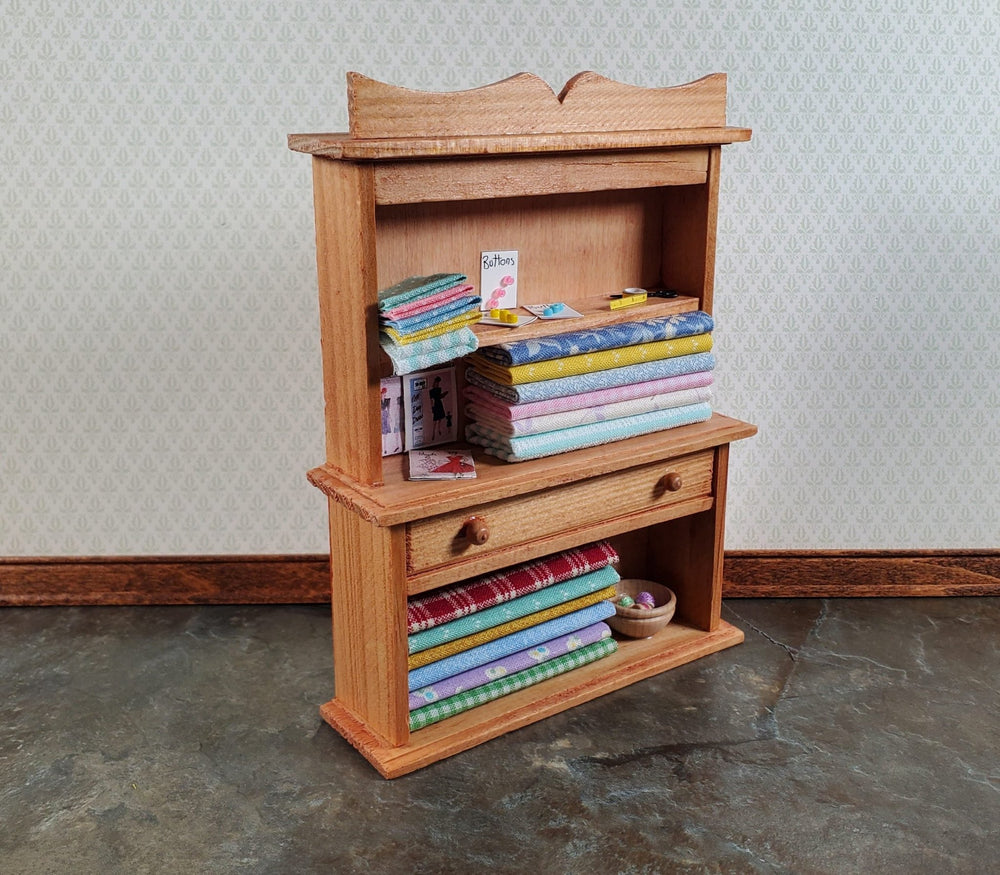 Dollhouse Sewing Cabinet Filled with Fabric & Notions 1:12 Scale Handmade - Miniature Crush