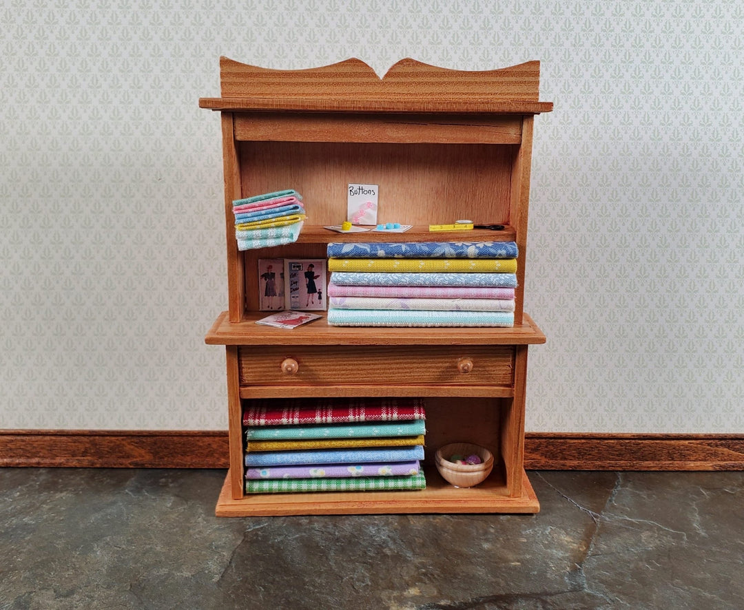 Dollhouse Sewing Cabinet Filled with Fabric & Notions 1:12 Scale Handmade - Miniature Crush