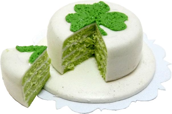 Dollhouse Shamrock Cake Sliced 1:12 Scale Miniature Dessert Food Bakery - MiniatureCrush