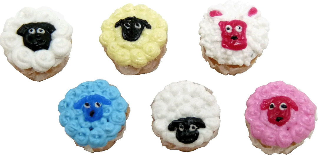 Dollhouse Sheep Cupcakes Set of 6 1:12 Scale Miniature Food - MiniatureCrush