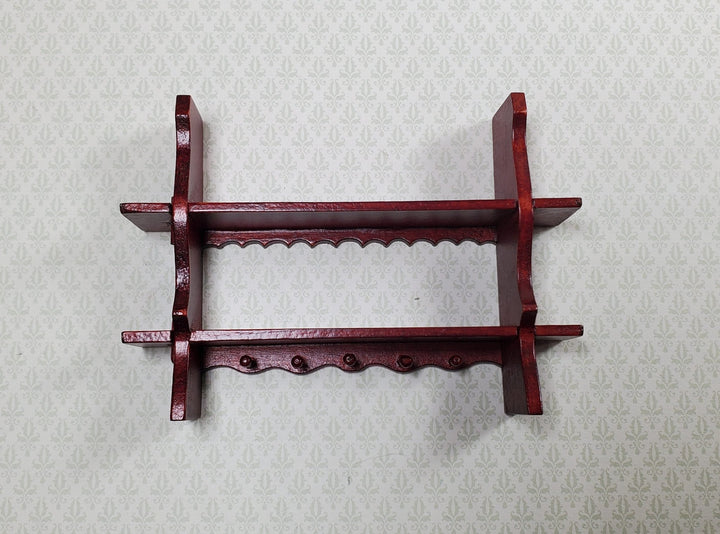 Dollhouse Shelf Kitchen with Pegs 1:12 Scale Miniature Mahogany Finish - MiniatureCrush