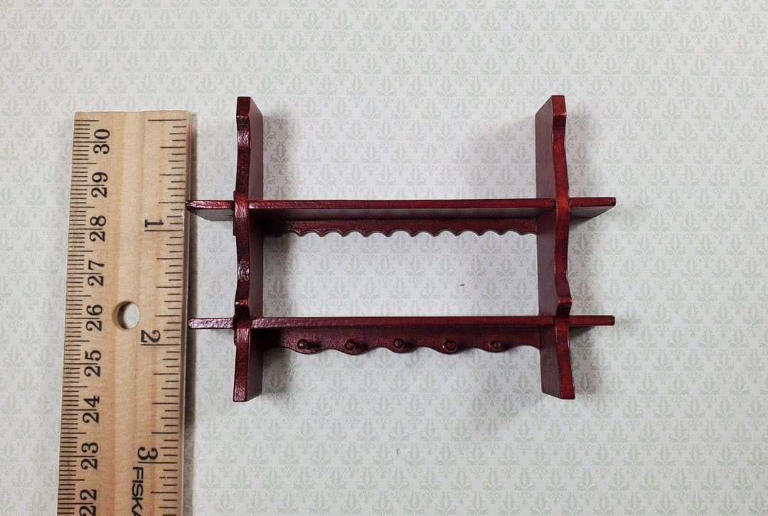 Dollhouse Shelf Kitchen with Pegs 1:12 Scale Miniature Mahogany Finish - MiniatureCrush