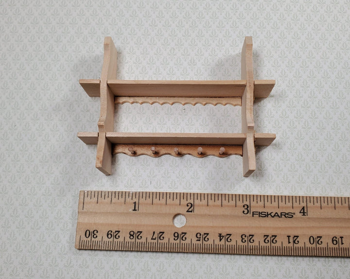 Dollhouse Shelf Kitchen with Pegs 1:12 Scale Miniature Unpainted Wood - MiniatureCrush