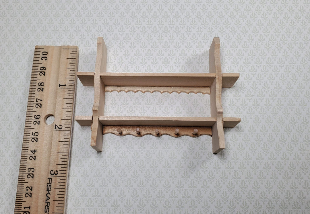 Dollhouse Shelf Kitchen with Pegs 1:12 Scale Miniature Unpainted Wood - MiniatureCrush
