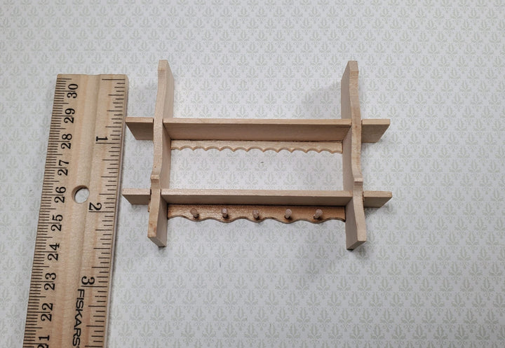 Dollhouse Shelf Kitchen with Pegs 1:12 Scale Miniature Unpainted Wood - MiniatureCrush