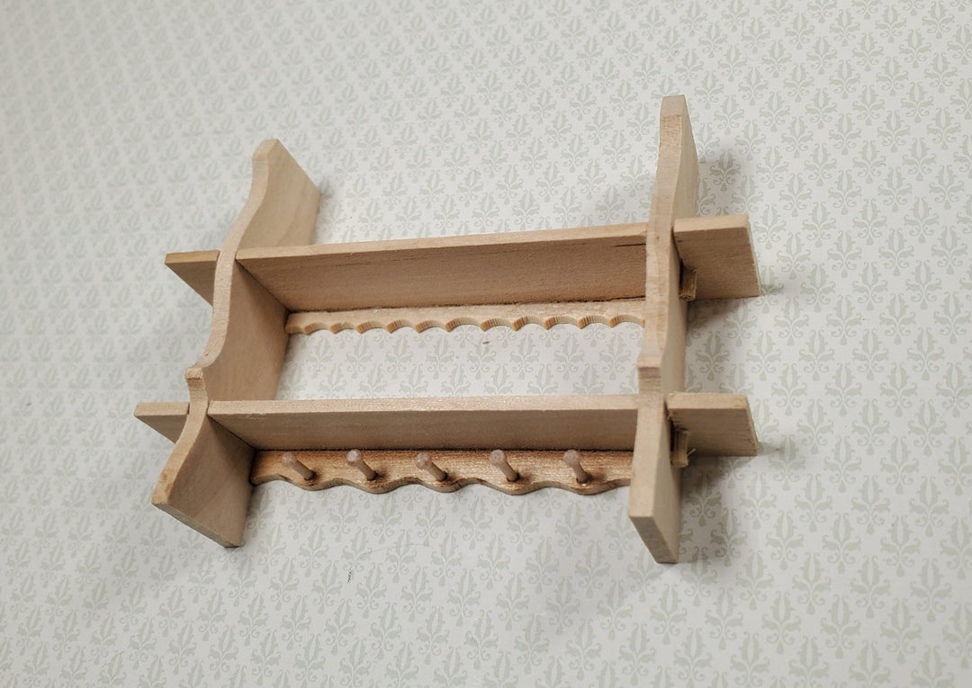 Dollhouse Shelf Kitchen with Pegs 1:12 Scale Miniature Unpainted Wood - MiniatureCrush