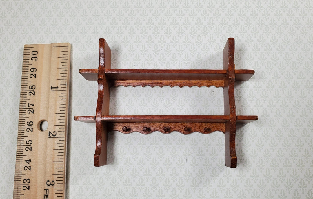 Dollhouse Shelf Kitchen with Pegs 1:12 Scale Miniature Walnut Finish - MiniatureCrush