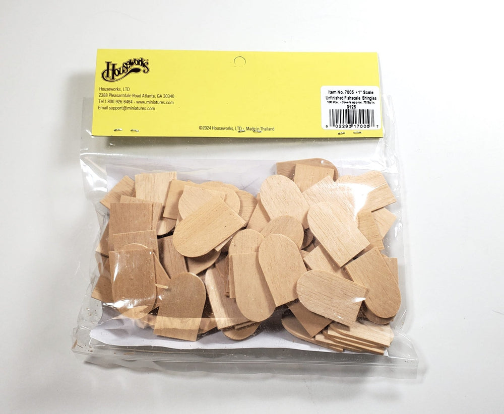 Dollhouse Shingles Fishscale 100 Pieces Light Wood 1:12 Scale Houseworks 7005 - MiniatureCrush