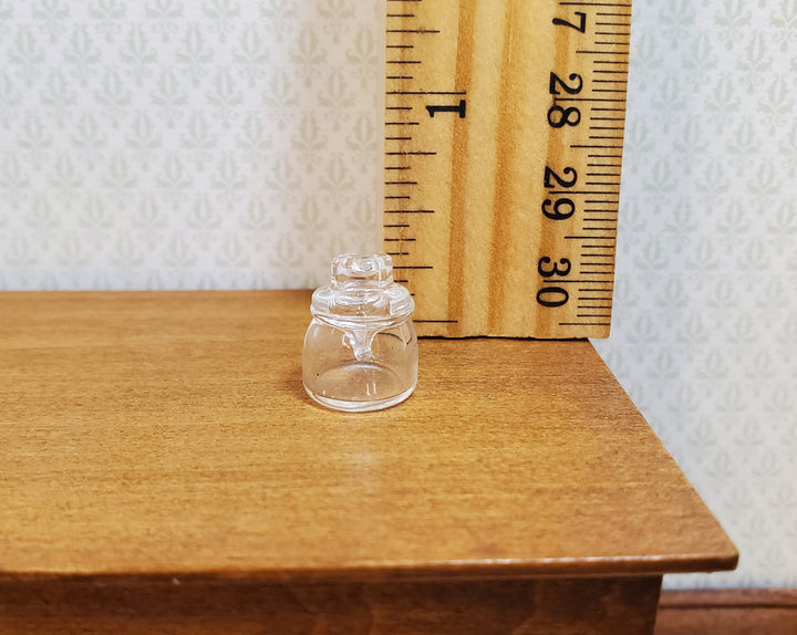 Dollhouse Short Small Jar Clear Glass with Stopper 1:12 Scale Miniature - MiniatureCrush
