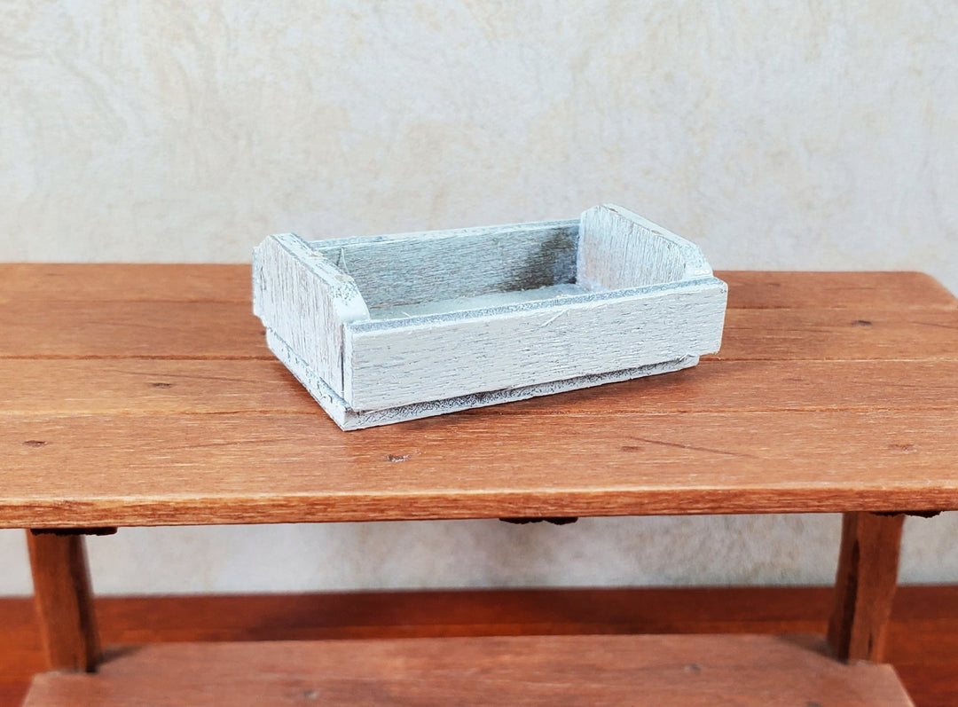 Dollhouse Short Whitewashed Wood Produce Crate 1:12 Scale Dollhouse Miniature - MiniatureCrush