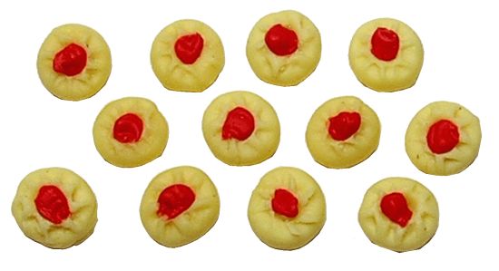 Dollhouse Shortbread Cherry Cookies Set of 12 1:12 Scale Miniature Food Bakery - MiniatureCrush