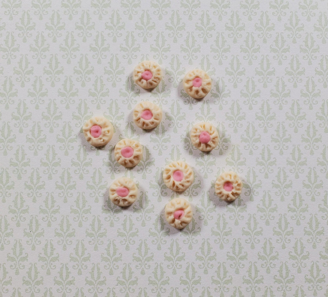 Dollhouse Shortbread Cookies Pink Center 10 pieces 1:12 Scale Miniature Food - MiniatureCrush