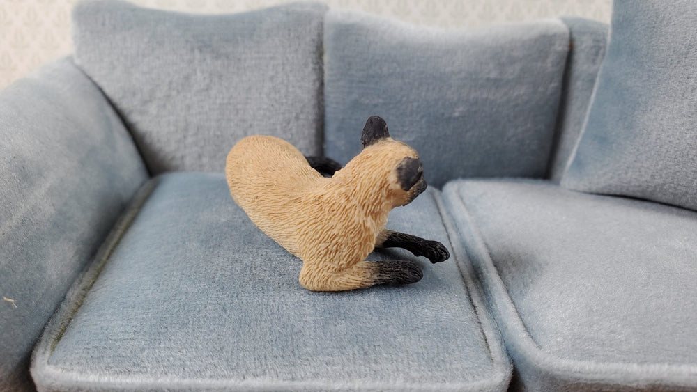 Dollhouse Siamese Cat Lying Down Head Up 1:12 Scale Miniature Pet - Miniature Crush