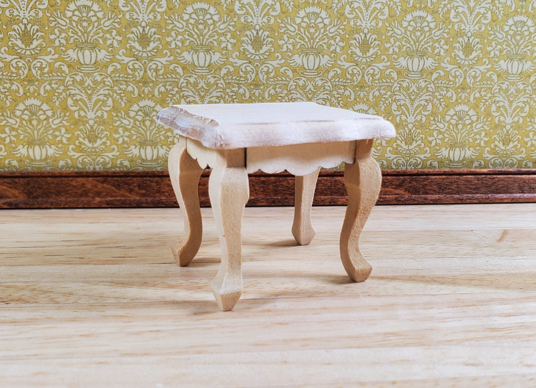 Dollhouse Side or End Table Curvy Top Fancy 1:12 Scale Furniture Unpainted Wood - MiniatureCrush