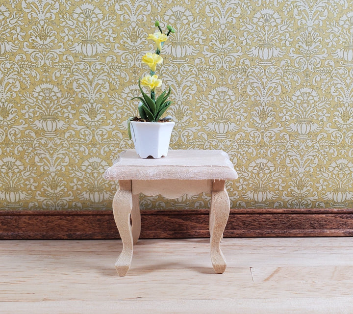 Dollhouse Side or End Table Curvy Top Fancy 1:12 Scale Furniture Unpainted Wood - MiniatureCrush